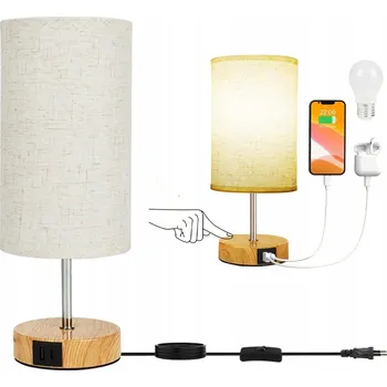 Lampička Stolní Lampa Dekorativní Noční Dotyková do Ložnice Obývacího Pokoje 2 USB Porty