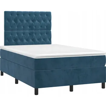 Postel Kontinentální postel s čalouněným sametovým čelem, tmavě modrá, 193 x 123 x