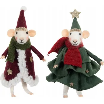 Vánoční dekorace VÁNOČNÍ KOULE VÁNOČNÍ PŘÍVĚSEK Mikuláš MYŠ 2 ks VLNĚNÁ VÁNOCE