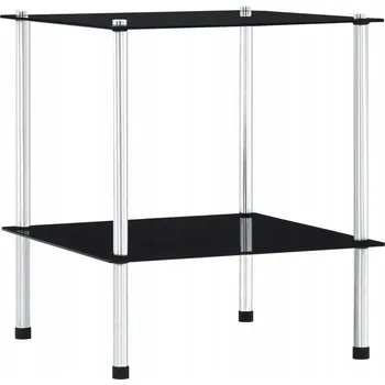 police Černá skleněná police 40 x 40 x 47 cm, 2 patra, tvrzené sklo, ocel