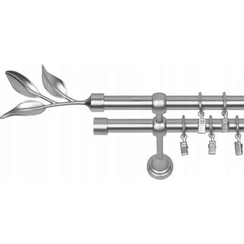 GARNÝŽ DVOJITÁ 120 CM 19/19 MM CHROM MATNÝ BAWARO TICHÉ KROUŽKY SE ŽABKAMI