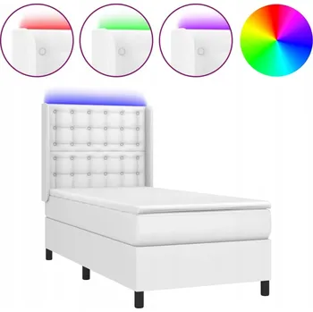 Postel Kontinentální postel s matrací a LED diodami, 203 x 83 x 118/128 cm, bílá