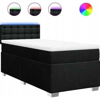 Postel Kontinentální postel 200x90 cm s LED osvětlením, černá barva, černo-bílá