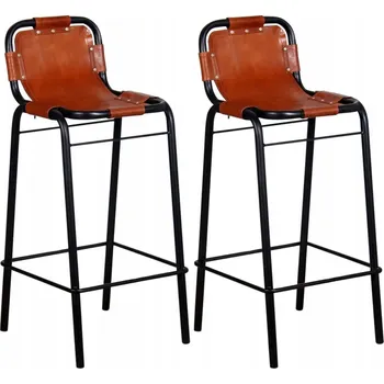 Barová židle Barové židle z pravé kůže, industriální hnědo-černé, 45x45x94 cm