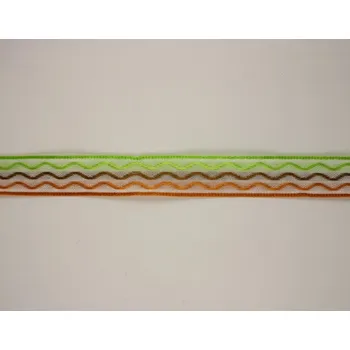 Stuha Plátnová stuha se vzorem a drátem, 15mm, 15 mm, zeleno-hnědá