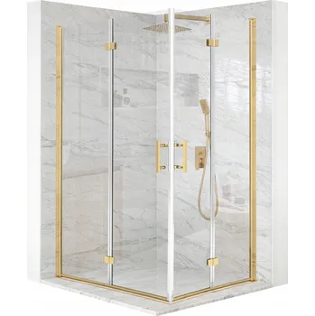 Sprchový kout Techsanit čtvercový otevírací zlatý 80x80 cm sklo 6 mm