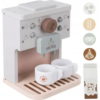 Dřevěná hračka Dřevěný Kávovar Set Barista s Příslušenstvím pro Děti na Hraní
