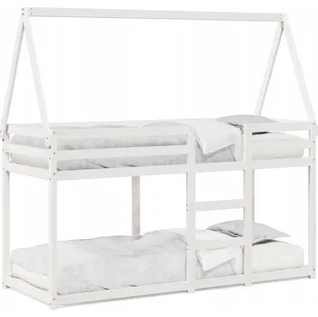 Patrová dětská postel s domečkem, bílá, 205,5 x 95,5 x 112 cm