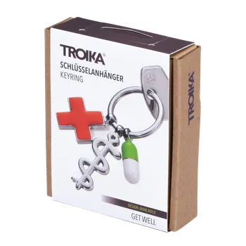 Školní batoh Klíčenka Troika "Get well", Aeskulapova hůl, čerevený kříž, pilulka