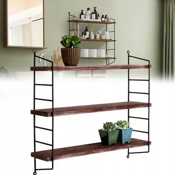 police KOVOVÁ ČERNÁ POLICE NA ZEĎ LOFT OBÝVACÍ POKOJ ZÁVĚSNÁ 51,5x12x58,5 cm