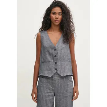 Dámská vesta Vesta s příměsí lnu Hoss Intropia 5478074 námořnická modř 59J, vel. XL