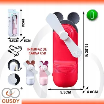 Domácí ventilátor Mini Elektrický Ventilátor Červený USB Přenosný