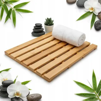 Koupelnová předložka BAMBUSOVÁ KOUPELNOVÁ PŘEDLOŽKA 53x35,5 CM PROTISKLUZOVÁ DO KOUPELNY SAUNY