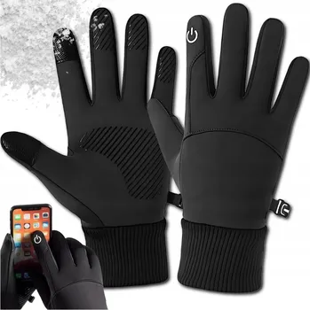 Rukavice ZIMNÍ DOTYKOVÉ RUKAVICE ZATEPLENÉ NEPROMOKAVÉ SPORTOVNÍ TEPLÉ SILNÉ