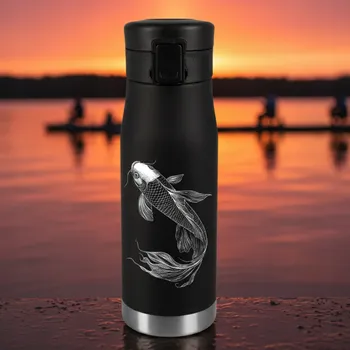 Termohrnek Termohrnek s gravírováním, Dárek k narozeninám, stříbrný, KOI FISH 060