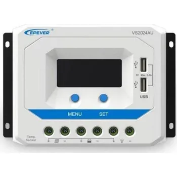montážní sada pro solární panel EPEVER VS2024AU solární PWM regulátor 12/24 V, 20 A, USB, vstup 50V