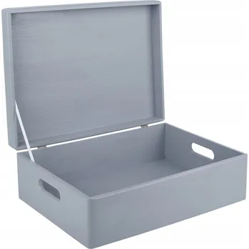 Úložný box Dřevěná úložná bedna Creative Deco šedá 40 x 30 x 14 cm