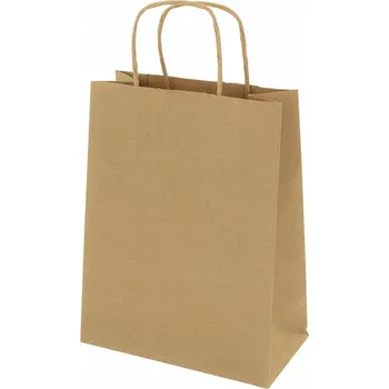 100 ks PAPÍROVÉ TAŠKY 180x80x210 mm HNĚDÉ DÁRKOVÉ NÁKUPNÍ TAŠKY
