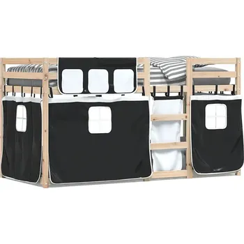 Postel Dřevěná patrová postel z borovice 205,5x95,5x112 cm bílo-černá