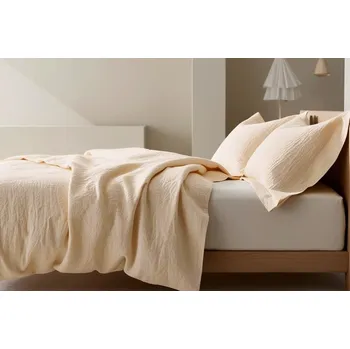 Povlečení Dadka Povlečení mušelín do postýlky Krémové 100x135, 45x60 cm