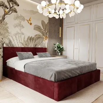 Postel Čalouněná dvoulůžková postel Mabeno 180x200 bordó