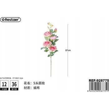umělá květina Rest.aer - Jedna kulatá růže 87 cm s 5 květy