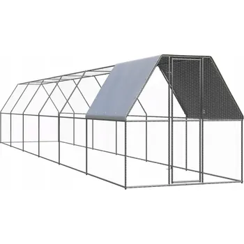 Venkovní klec pro slepice a malá zvířata, 2x12x2 m, stříbrná.