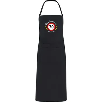 Kuchyňská zástěra Kuchyňská zástěra s výšivkou jako dárek k 70. narozeninám – Výšivka 70