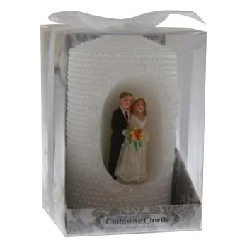 Svíčka DEKORATIVNÍ SVÍČKA SVATEBNÍ PÁR BÍLÁ SVATBA VÁLEC