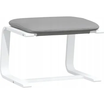 Taburet Podnožka z březového dřeva a tkaniny, světle šedá/bílá, 51x41x40 cm