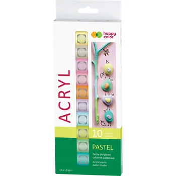 Výtvarná barva Akrylové barvy 12 ml 10 barev pastelové HAPPY COLOR