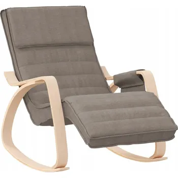Křeslo Houpací křeslo z masivního březového dřeva, látka taupe, 67x80x88 cm