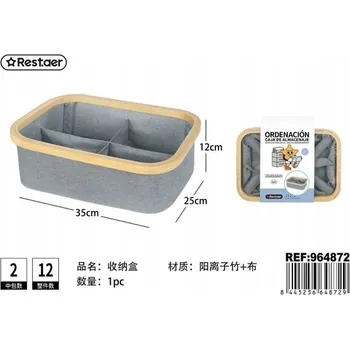 Úložný box Obdélníkový bambusový organizér/úložný box se 4 přihrádkami