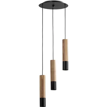 Light for home - Závěsné svítidlo na lanku 40899 "GLAZE WOOD", 3x35W, GU10, Černá