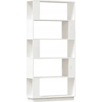 Knihovna Regál / Dělící Stěna z Masivního Borovicového Dřeva, Bílý, 80x30x163,5 cm