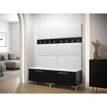 Předsíňová stěna Mirjan_zondo Předsíňová sestava Frisala II (černá + ekokůže Soft 017 (bílá))