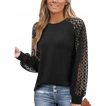 Dámské tričko Tričko s dlouhým rukávem, Kulatý výstřih, Elegantní, černá M