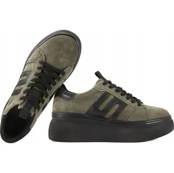 Dámská obuv FILIPPO DP7175 DÁMSKÉ POLOBOTKY SNEAKERS NA PLATFORMĚ KOŽENÉ khaki 38