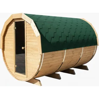 Sauna HAHNHOLZ Sudová sauna s převlékárnou 200×350 cm (max. 8 osob) BARVA DVEŘÍ: Grafitová, STŘEŠNÍ KRYTINA: Zelená