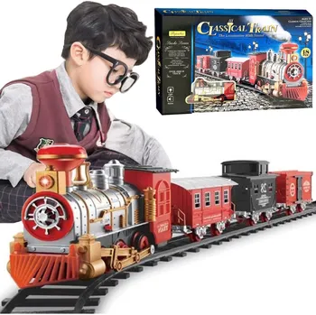 Vláček a vláčkodráha VELKÁ ELEKTRICKÁ VLÁČKODRÁHA VLAK NA TRATÍCH ZVUK SVĚTLO PARNÍ VŮZ PRO DĚTI