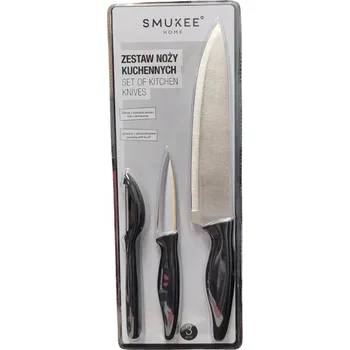 Kuchyňský nůž SMUKEE Sada 2 nožů z nerezové oceli 9/20 cm + škrabka ČERNÁ 587