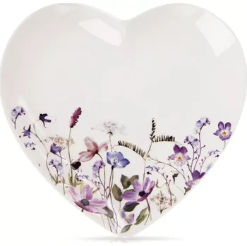 Talíř Porcelánový dezertní talíř ve tvaru srdce LOUKA 17,5 × 17 cm