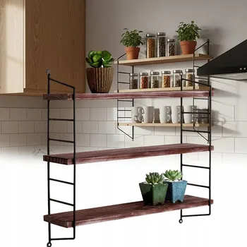 police KOVOVÁ ČERNÁ POLICE NA ZEĎ LOFT OBÝVACÍ POKOJ ZÁVĚSNÁ 51,5x12x58,5 cm