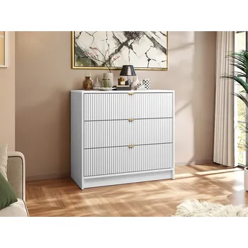 Komoda MOB Komoda Rozoma 3SZ (bílý velvet + zlatá)