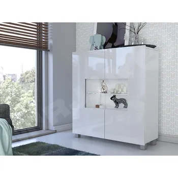 Vinotéka Mirjan_zondo Vitrína Brenali BR01 (bílá + bílý lesk) (osvětlení led bílé)