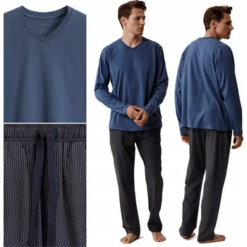 Pánské pyžamo Atlantic pánské pyžamo NMP-389 MODRÉ s dlouhým rukávem, velikost XXL