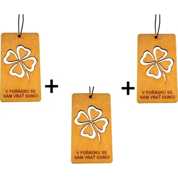 Vůně do auta Dřevěná vůně do auta - V pořádku se vrať domů! 3ks Vůně: Vanilka