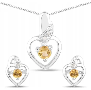 Přívěsek STŘÍBRNÁ SADA CITRÍNOVÝCH A DIAMANTOVÝCH PŘÍVĚSEK NÁUŠNICE