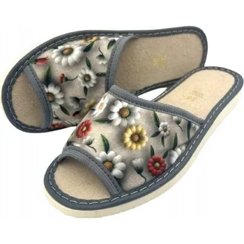 Dámské pantofle Dámské otevřené PANTOFLE s květinovým vzorem vel. 38