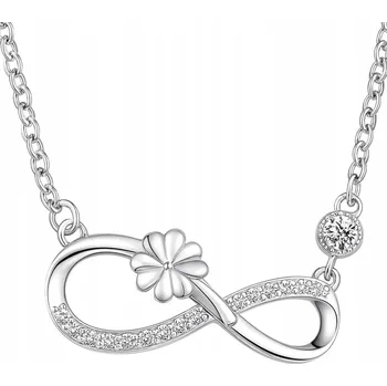 Náhrdelník Stříbrný náhrdelník 925 Nekonečno s čtyřlístkem a zirkony